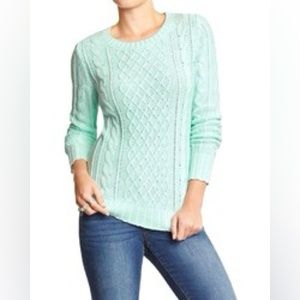 Old Navy Light Blue Cable Knit Sweater L